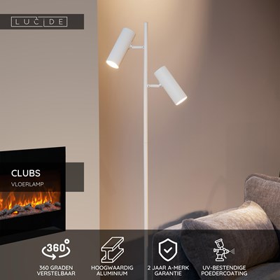 Lucide CLUBS - Vloerlamp - 2xGU10 - Wit